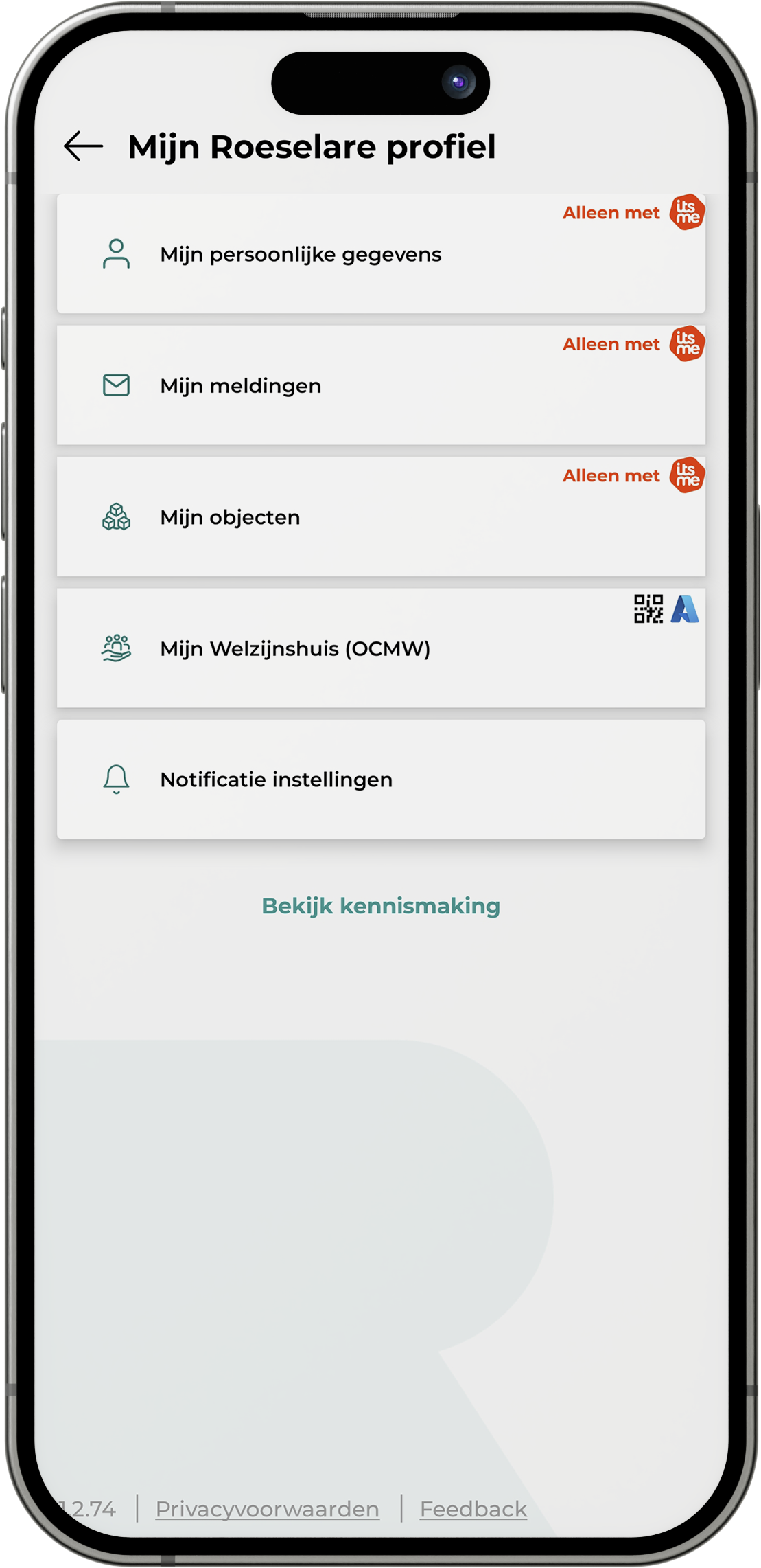Mijn Roeselare profiel met persoonlijke gegevens, meldingen en objecten via itsme